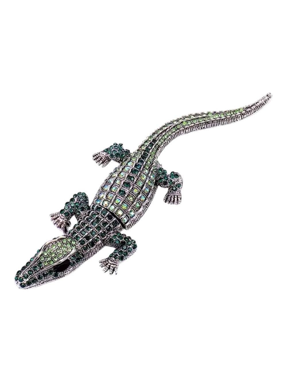 Rhinestone Alligator Brooch Pin. Functional tail that you can move sideways.